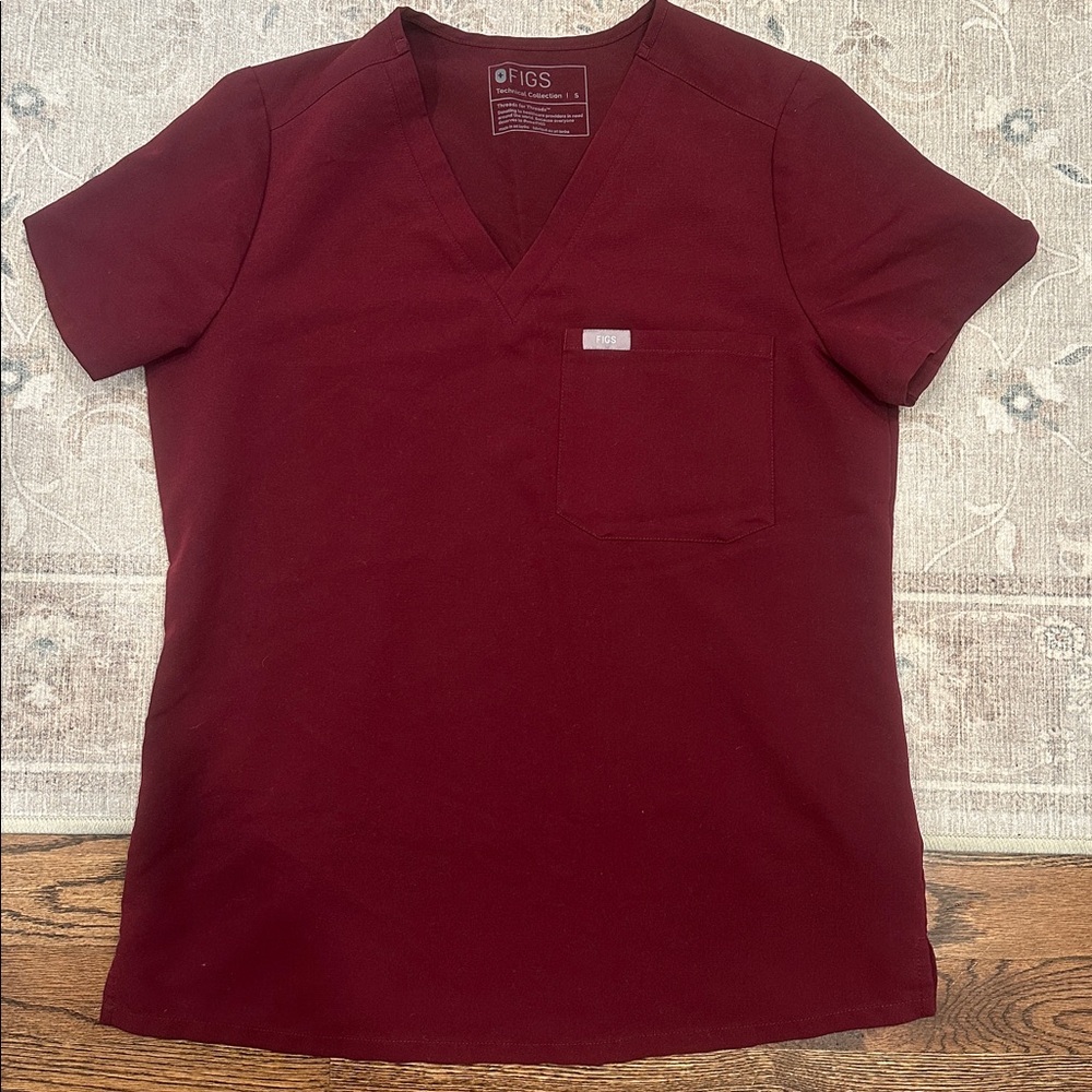 Figs Maroon Scrub Top